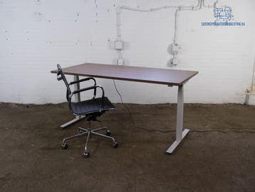 Elektrisch Verstelbaar Bureau Notenblad 180x80 cm Lichtgrijs, Zit-sta bureau, Gebruikt, Verzenden, Overige merken