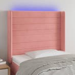 vidaXL Hoofdbord LED 83x16x118/128 cm fluweel roze, Verzenden, Nieuw, Stof