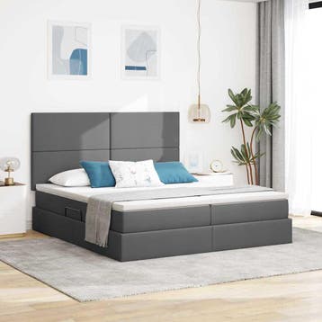 vidaXL Opslag bed Donkergrijs 180 x 200 cm Stof, Huis en Inrichting, Verzenden