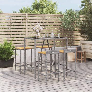 vidaXL 5-delige Tuinbarset poly rattan en massief acaciahout, Verzenden, Nieuw, 4 zitplaatsen