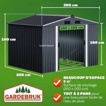 Gereedschapsschuur Antraciet-Metallic Metaal 260x205x180cm, Verzenden, Nieuw