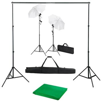 vidaXL Fotostudioset met achtergrond, lampen en paraplus, Verzenden, Nieuw