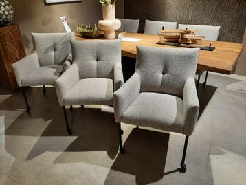 Armstoelen Dutchz 2500 (set van 6) **SHOWROOMMODEL**, Huis en Inrichting, Stoelen, Nieuw, Grijs, Stof