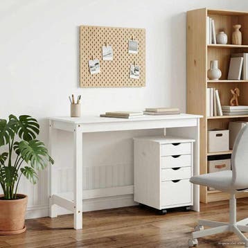 vidaXL Bureau Kas Set 2 st Wit Massief grenenhout, Verzenden, Nieuw