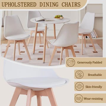 Set van 4 of 6 Nordic Eetkamerstoelen met PU Zitting en Beuk, Verzenden, Nieuw