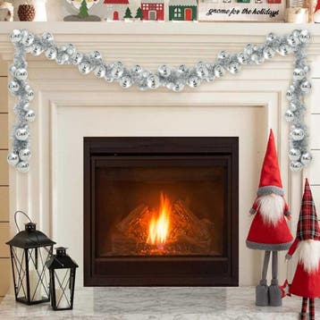 vidaXL Kerstbal Guirlande LEDs Zilver 186 cm Polystyreen, Verzenden, Nieuw