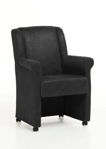Eetkamerstoel Mandy met wielen - eetkamerstoelen - Antraciet, Huis en Inrichting, Nieuw, Stof