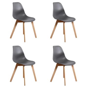 4x KITO stoel grijs | Polypropyleen | Laatste Stuks!, Huis en Inrichting, Stoelen, Nieuw, Ophalen of Verzenden, Vier, Hout