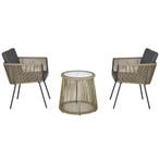 3-delige Zitgroep, 2 Stoelen, Bijzettafel, Zit- &amp; Rugkus, Tuin en Terras, Parasols, Verzenden, Nieuw