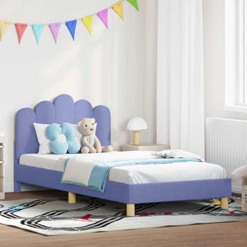 vidaXL Bedframe voor kinderen met hoofdbord Jeans Blauw 90 x, Eenpersoons, Nieuw, Stof, Verzenden