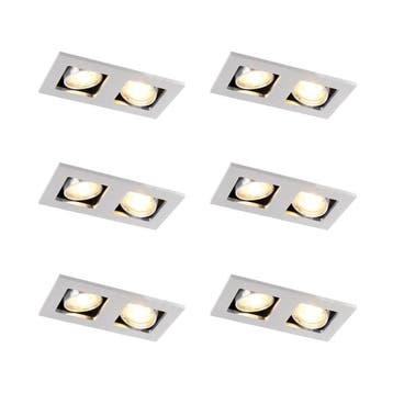 Set van 6 Inbouwspot aluminium rechthoekig 2-lichts - Qure, Verzenden, Nieuw
