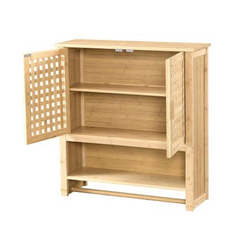 [en.casa] Badkamerkast Borlänge bamboe 66x62x20 cm met handd, Verzenden, Nieuw