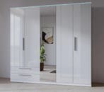 Kledingkast Nîmes – 5-Deurs incl. Spiegel - Wit, Verzenden, Nieuw, Met lade(s)