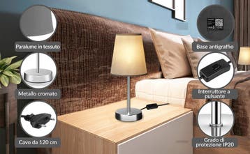 Tafellamp Grijs RVS 32x10x10cm E14 (Lampen, Interieur), Huis en Inrichting, Lampen | Hanglampen, Verzenden, Nieuw