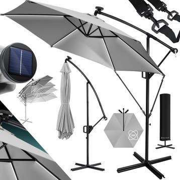 KESSER® Zweefparasol met voet - LED - Ø3m - 360° Draaibaar, Verzenden, Zo goed als nieuw