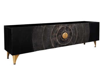 Handgemaakte TV lowboard GOLDEN SUNSET 180cm zwart met 3D, Ophalen of Verzenden, Nieuw