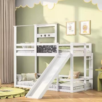 Speels Kinderstapelbed met Glijbaan en Schoolbord, Verzenden, Nieuw