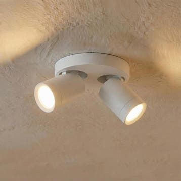 Opbouw Plafondspot LEXI | 2x GU10 fitting | Rond | Wit, Ophalen of Verzenden, Nieuw, Plafondspot of Wandspot