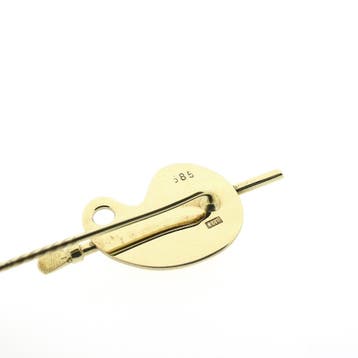 Gouden reversspeld van een schilderspalet, Ophalen of Verzenden, Gebruikt, Goud, Goud