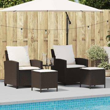 vidaXL 4-delige tuinbankset met kussens, bruin polyrotan, Verzenden, Nieuw