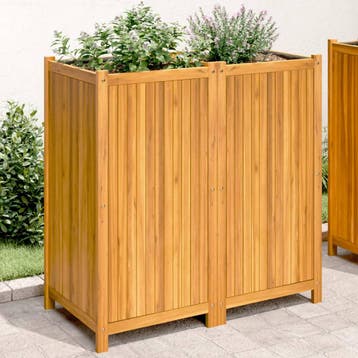 vidaXL Plantenbak met voering 100x50x100 cm massief, Tuin en Terras, Bloembakken en Plantenbakken, Verzenden, Nieuw, Hout