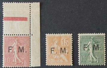 Frankrijk 1901/1907 - Militaire frankering, selectie van 3, Gestempeld