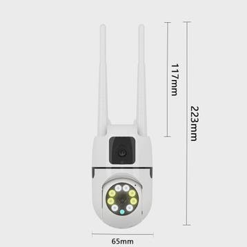 2x WiFi Dual Lens Beveiligingscamera - Waterdicht, Binnen/Bu, Verzenden, Nieuw