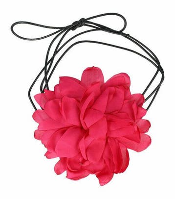 Haarband Bloem - Veter - Striklint - Fuchsia roze, Nieuw