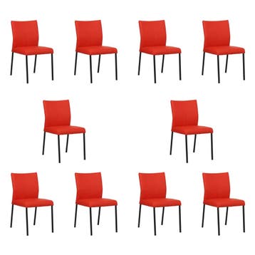 Set van 10 Leren eetkamerstoelen Basic - Toledo Ferrari, Ophalen of Verzenden, Nieuw, Leer, Vijf, Zes of meer stoelen