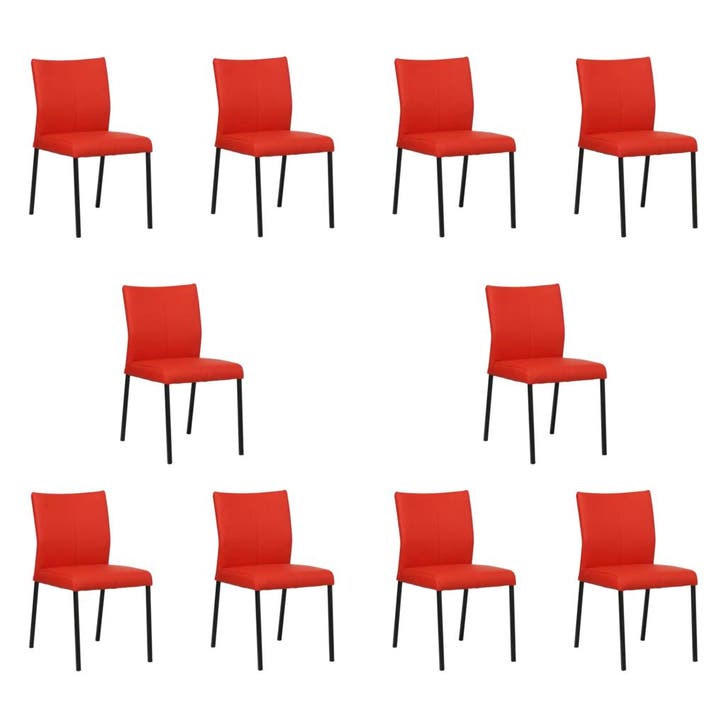 Set van 10 Leren eetkamerstoelen Basic - Toledo Ferrari, Huis en Inrichting, Stoelen, Vijf, Zes of meer stoelen, Nieuw, Leer, Ophalen of Verzenden