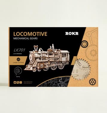 Robotime Locomotief hout DIY Modelbouw Knutselen (Recreatie), Verzenden, Nieuw