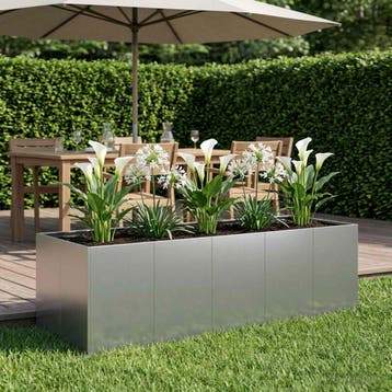 vidaXL Plantenbak zilver 200 x 80 x 60 cm Gegalvaniseerd, Tuin en Terras, Verzenden, Nieuw, Metaal, 60 tot 100 cm