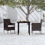 vidaXL 3-delige Tuinset met kussens zwart, Tuin en Terras, 2 zitplaatsen, Nieuw, Tuinset, Verzenden