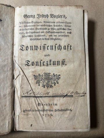Georg Joseph Vogler - Tonwissenschaft und Tonsezkunst /
