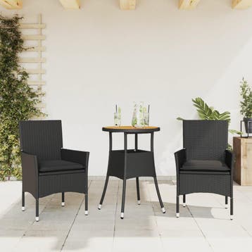 vidaXL 3-delige Tuinset met kussens poly rattan en, Verzenden, Nieuw, 2 zitplaatsen, Tuinset