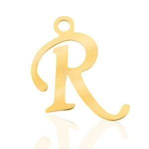 Roestvrij stalen (RVS) Stainless steel bedels initial R Goud, Ophalen of Verzenden, Nieuw, Bedel