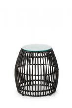 Palm Poef | PE Rattan | Zwart | Glas | Ø40 x 40 cm, Verzenden, Nieuw in verpakking