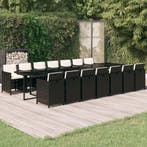 vidaXL 15-delige Tuinset met kussens poly rattan zwart, 4 zitplaatsen, Nieuw, Tuinset, Verzenden