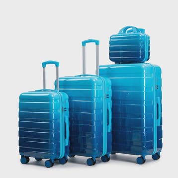4-delige PC Hard Shell Koffer Set met Gradient Strepen en Ci, Sieraden, Tassen en Uiterlijk, Koffers, Verzenden, Nieuw