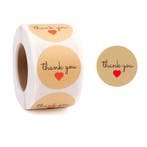 1 rol 500 stickers Wensetiket zegel rond 25mm Thank You, Ophalen of Verzenden, Nieuw