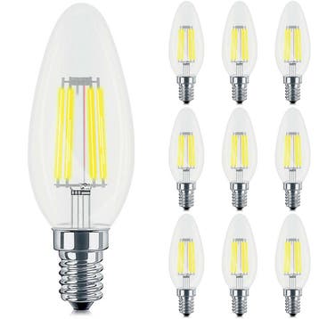 Voordeelpak 10x LED Lamp E14 Kaars Filament - Brinton -, Ophalen of Verzenden, Nieuw, E14 (klein), Led-lamp