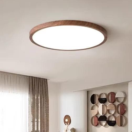 LED Plafondlamp met Houtlook – Ronde Ultradunne Verlichting, Huis en Inrichting, Badkamer | Badkamermeubels, Nieuw, Verzenden