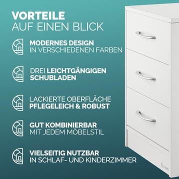 Nachtkastje Eloise Wit 54x39x28cm (Voor in Huis), Verzenden, Nieuw
