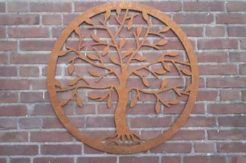 Metalen wanddecoratie Tree of life. Cortenstaal Boom 75cm, Ophalen of Verzenden, Nieuw