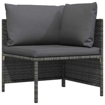 vidaXL Hoekbank sectioneel met kussens poly rattan grijs, Verzenden, Nieuw