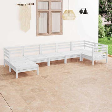 vidaXL 7-delige Loungeset massief grenenhout wit, Verzenden, Nieuw, Loungeset