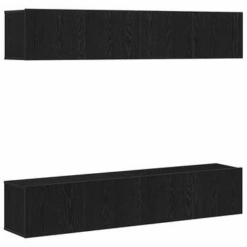 vidaXL Tv-meubelset 4 st 80 x 30 x 30 cm Zwart Eiken, Minder dan 50 cm, Verzenden, Nieuw, Minder dan 100 cm