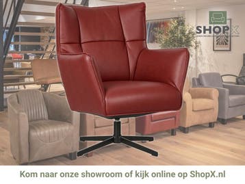Leren draaifauteuil Lovely - Granada Rouge (rood), Nieuw, Ophalen of Verzenden, 75 tot 100 cm, Eigentijds, Modern, Retro, Vintage