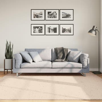 vidaXL Vloerkleed HUARTE laagpolig zacht wasbaar 200x200 cm, Verzenden, Nieuw, Beige