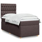 vidaXL Boxspring met matras stof donkerbruin 90x200 cm, Huis en Inrichting, Slaapkamer | Bedden, 90 cm, Eenpersoons, Bruin, Verzenden